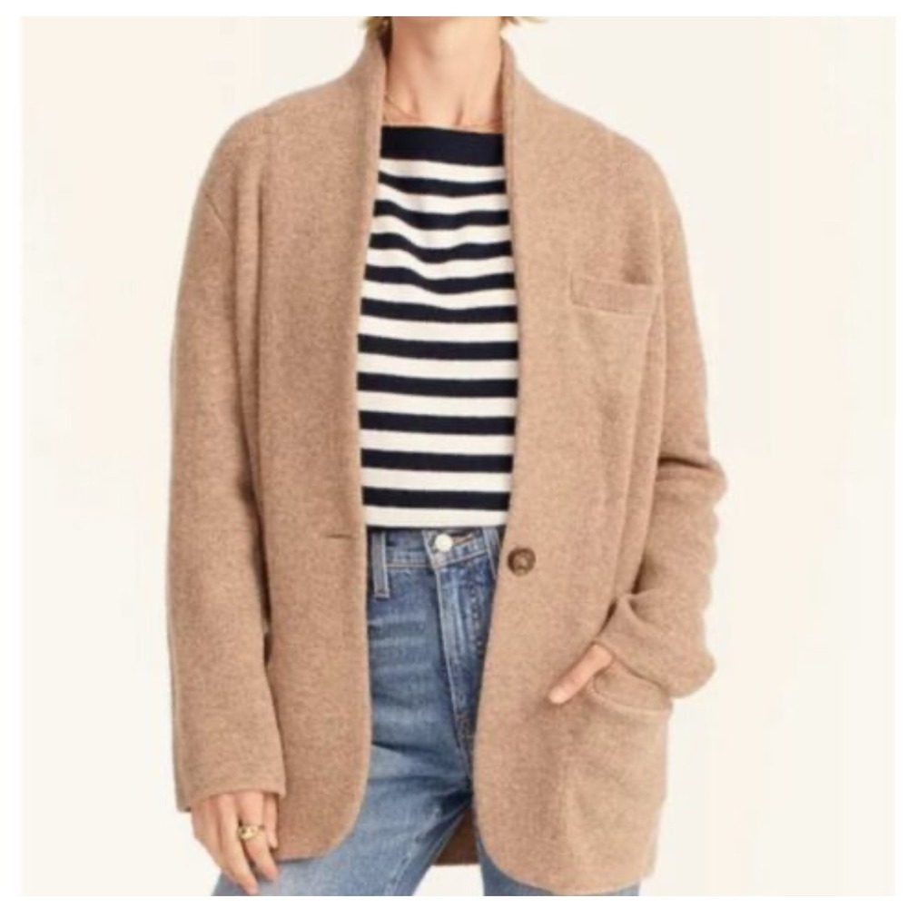 J. Crew Womens Wool Blend Cardigan Sweater XXS Brn Pockets One Button Closure B